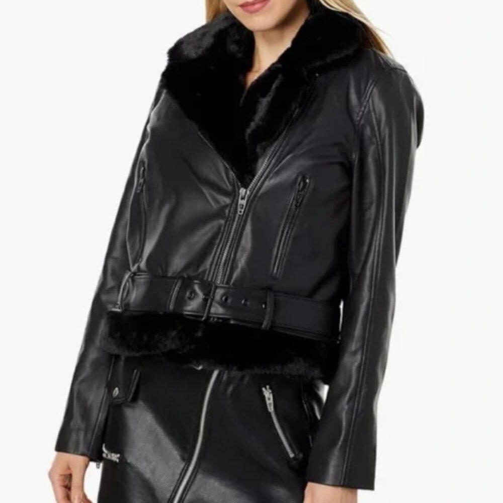 Blank NYC Faux fur leather jacket - size S